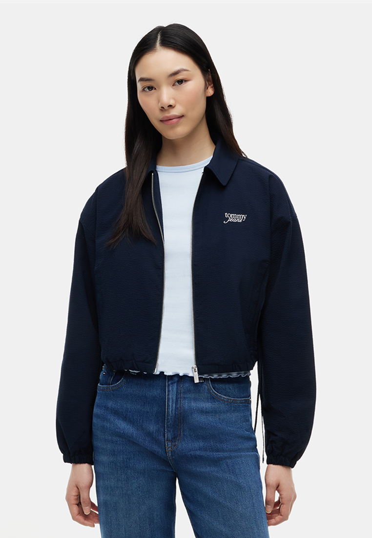 Tommy Hilfiger Seersucker Drawstring Hem Relaxed Coach Jacket - Tommy Jeans