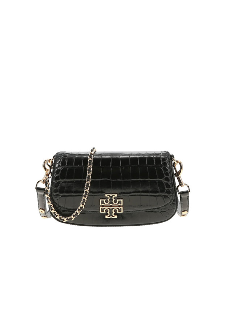 TORY BURCH Britten Embossed Convertible Crossbody Bag in Black 141015