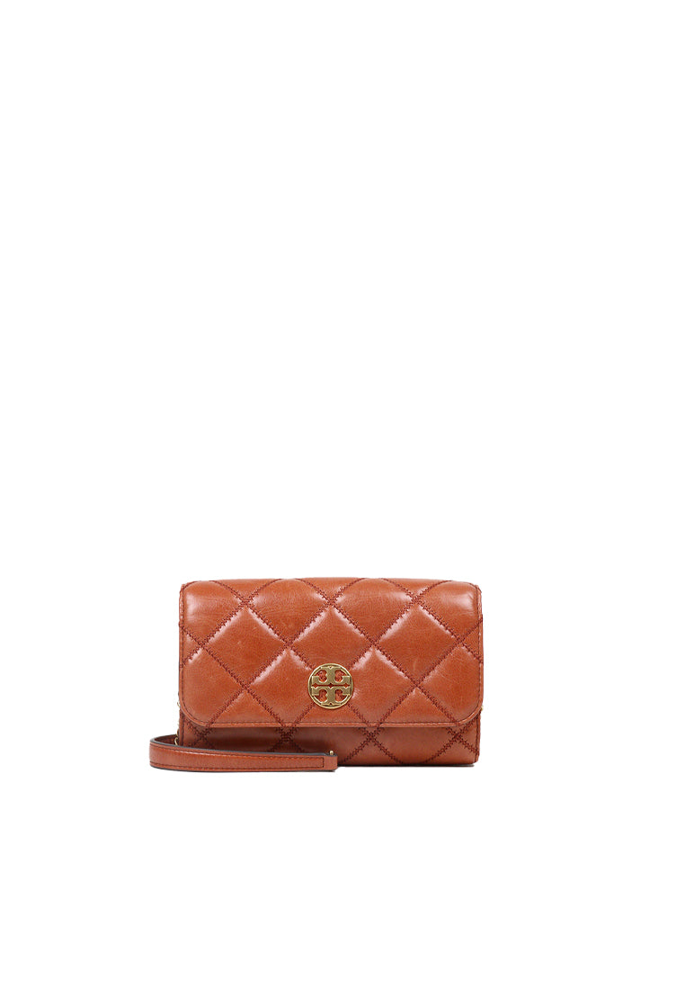 Tory Burch Tory Burch Willa Shine Chain Wallet In Dark Whiskey 174126