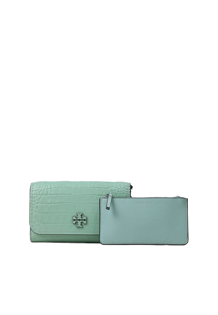 Tory Burch Tory Burch Thea Embossed Flat Crossbody Bag In Northern Light 153393