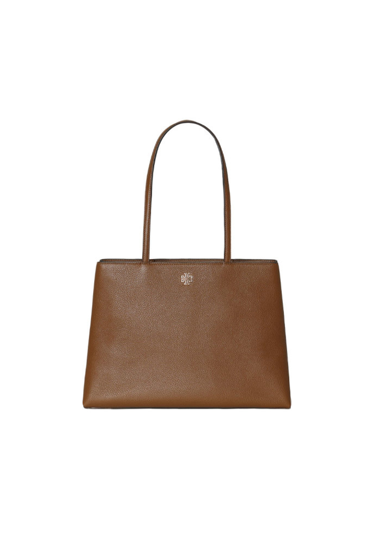 TORY BURCH Women's Britten Pebbled Leather Tote Bag in Brown 162817