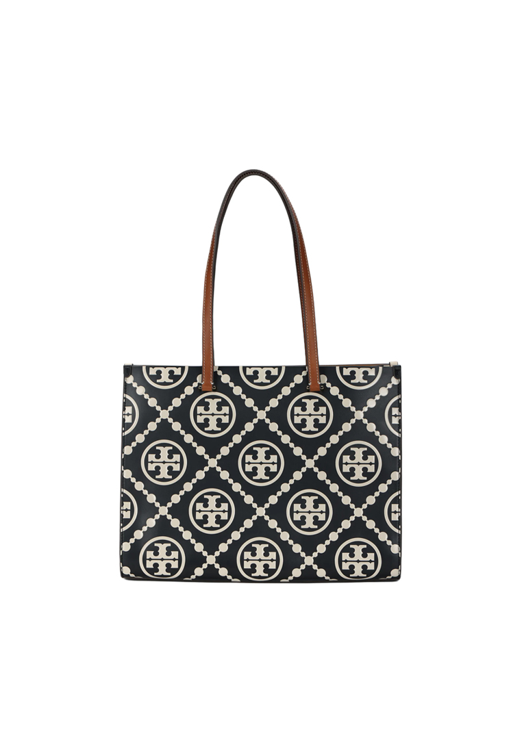 Tory Burch T Monogram Women's Handbag in Black with White Stitching 165081