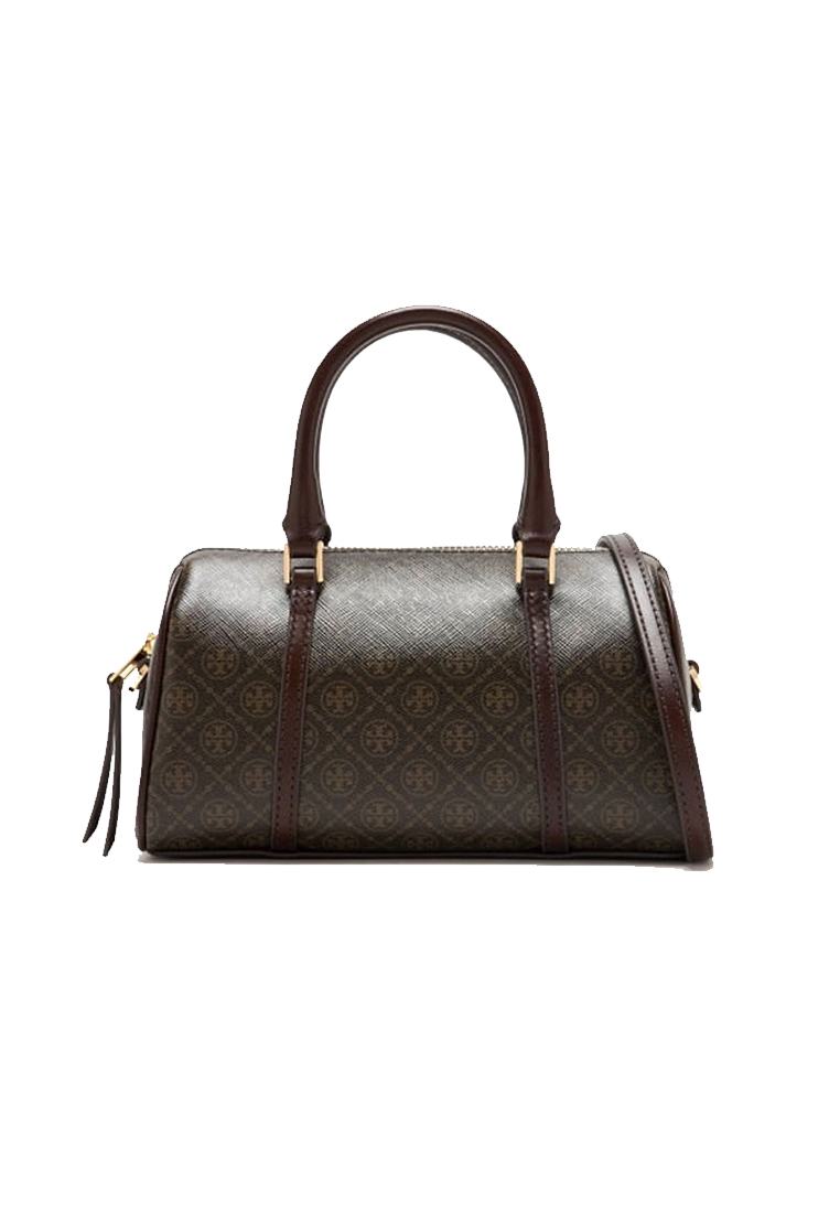 Tory Burch T Monogram Coated Canvas Mini Barrel Handbag in Brown 164900-200