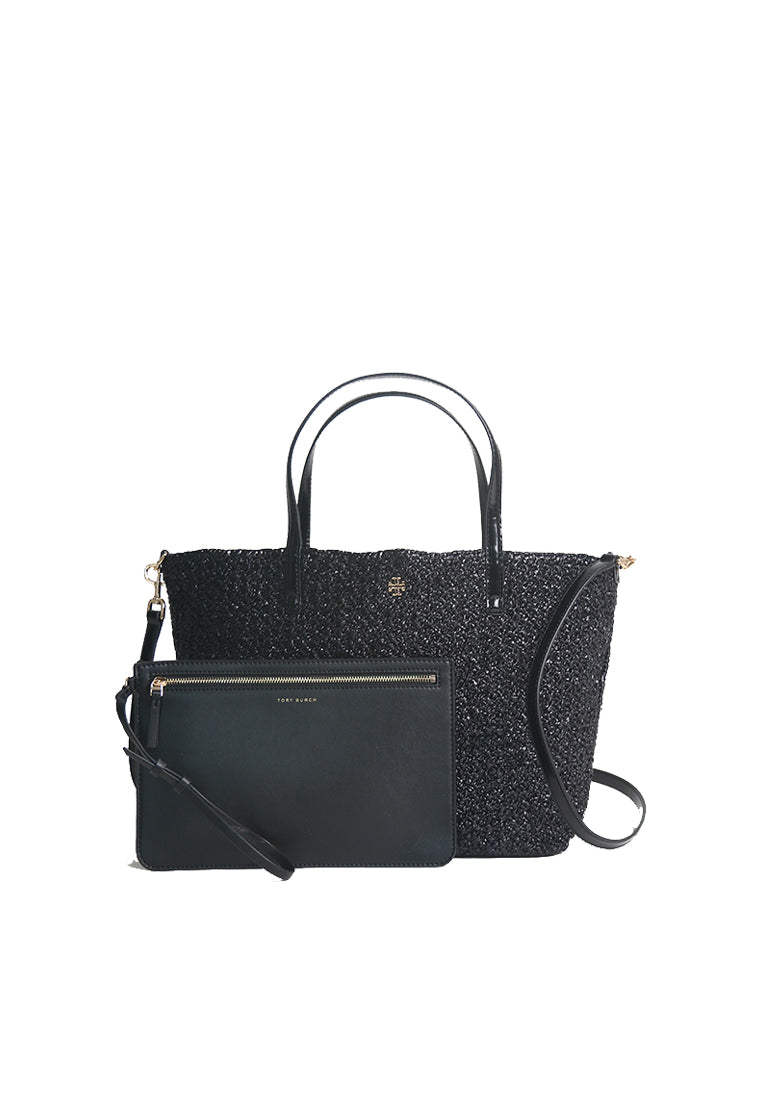 Tory Burch Tory Burch Raffia Tote Bag In Black 175222