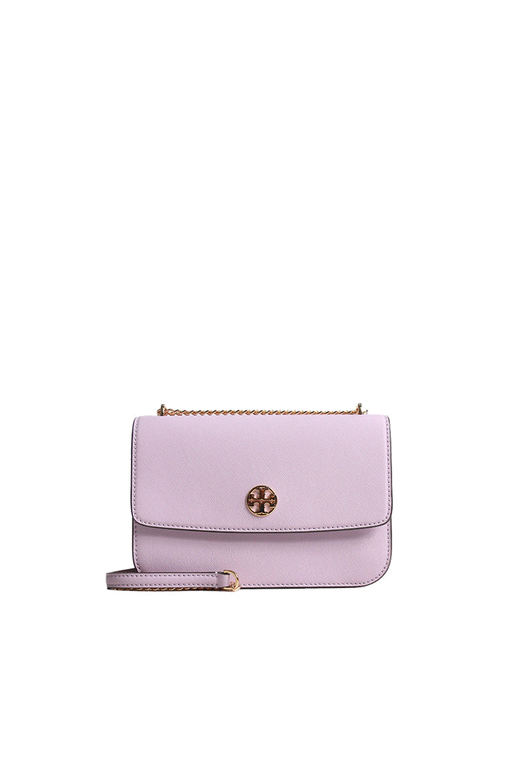 Tory Burch Tory Burch Emerson Saffiano Leather Shoulder Bag In Pale Purple 159585