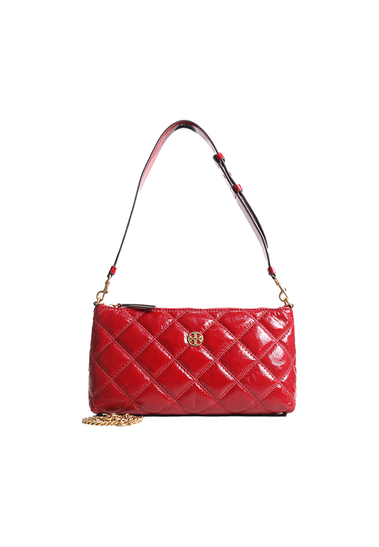 Tory Burch Tory Burch Willa Shine Zip Shoulder Bag In Berry 168007
