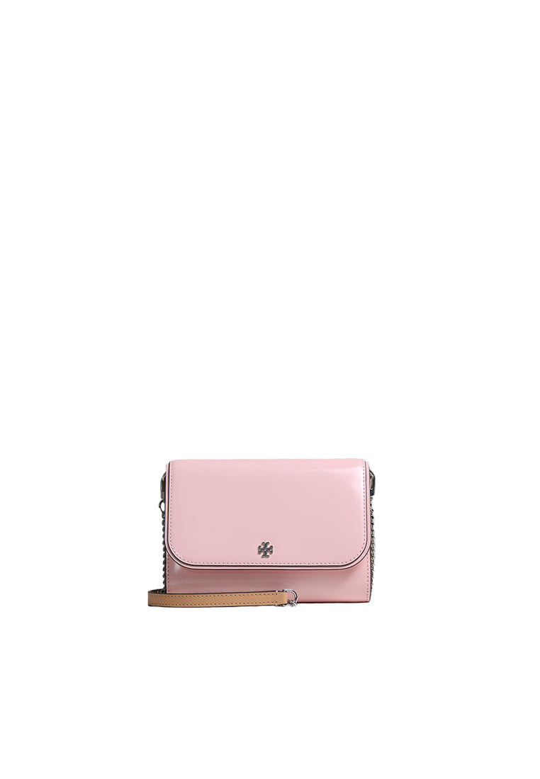 Tory Burch Tory Burch Emerson Mixed Material Chain Wallet In Pure Pink 170162