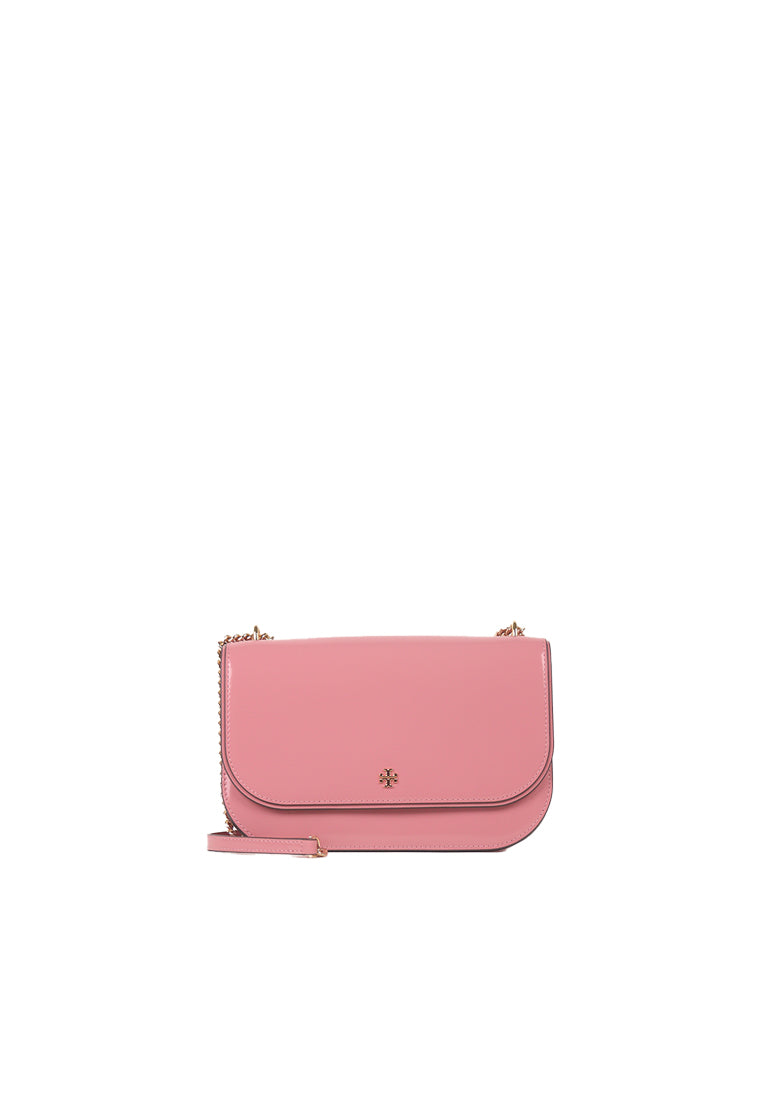 Tory Burch Tory Burch Emerson Patent Flap Shoulder Bag In Pink Ginger 149929
