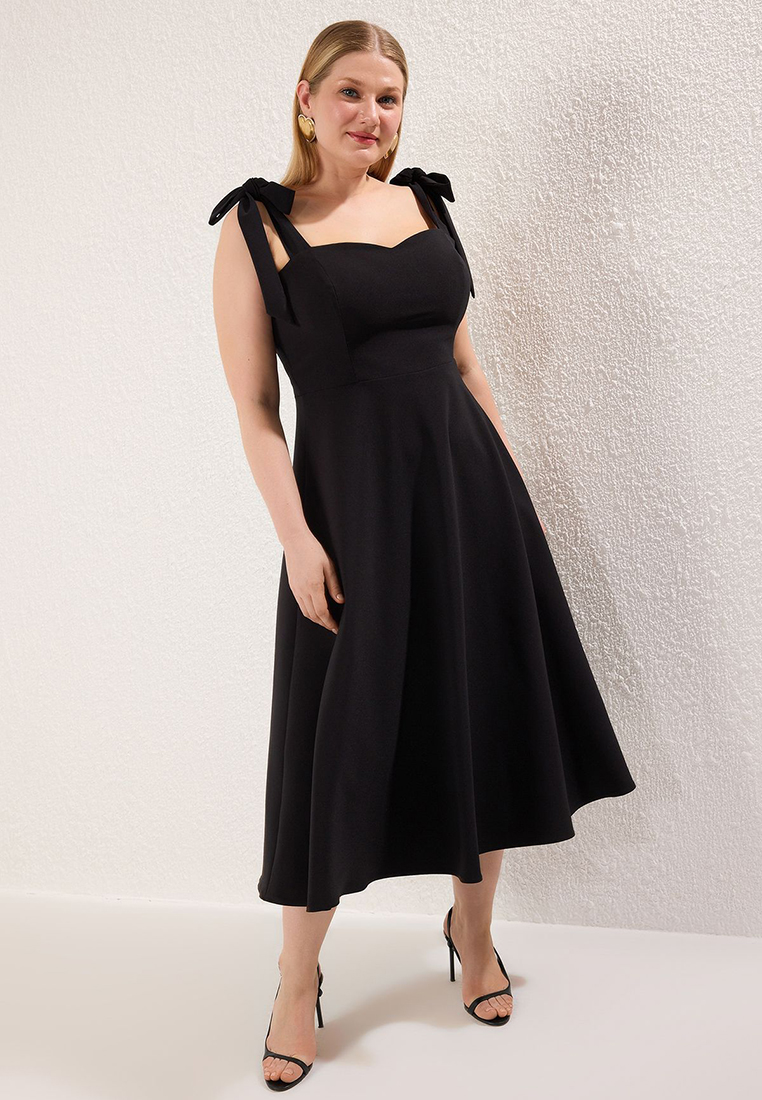 Trendyol Black A-Line Strap Binding Detail Woven Dress