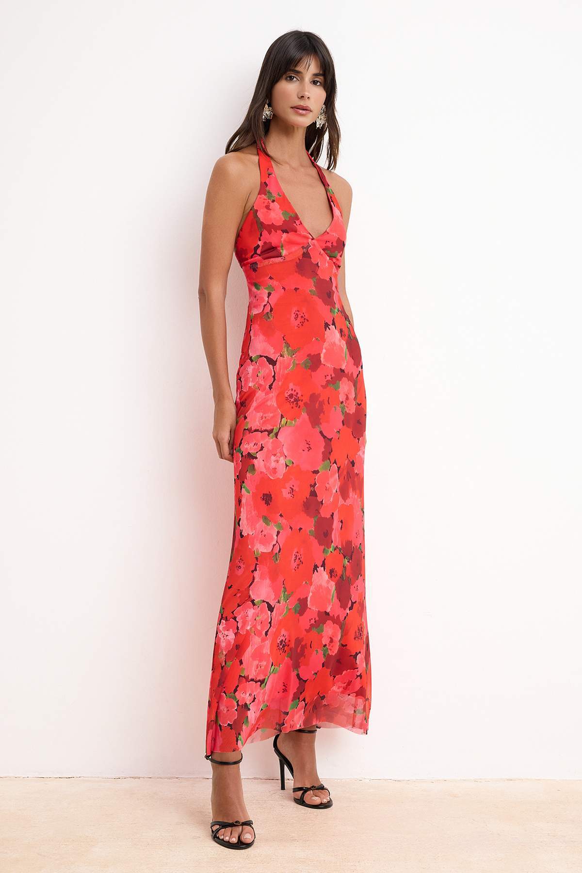 Trendyol Multicolor Floral Knitted Tulle Maxi Evening Dress & Graduation Dress
