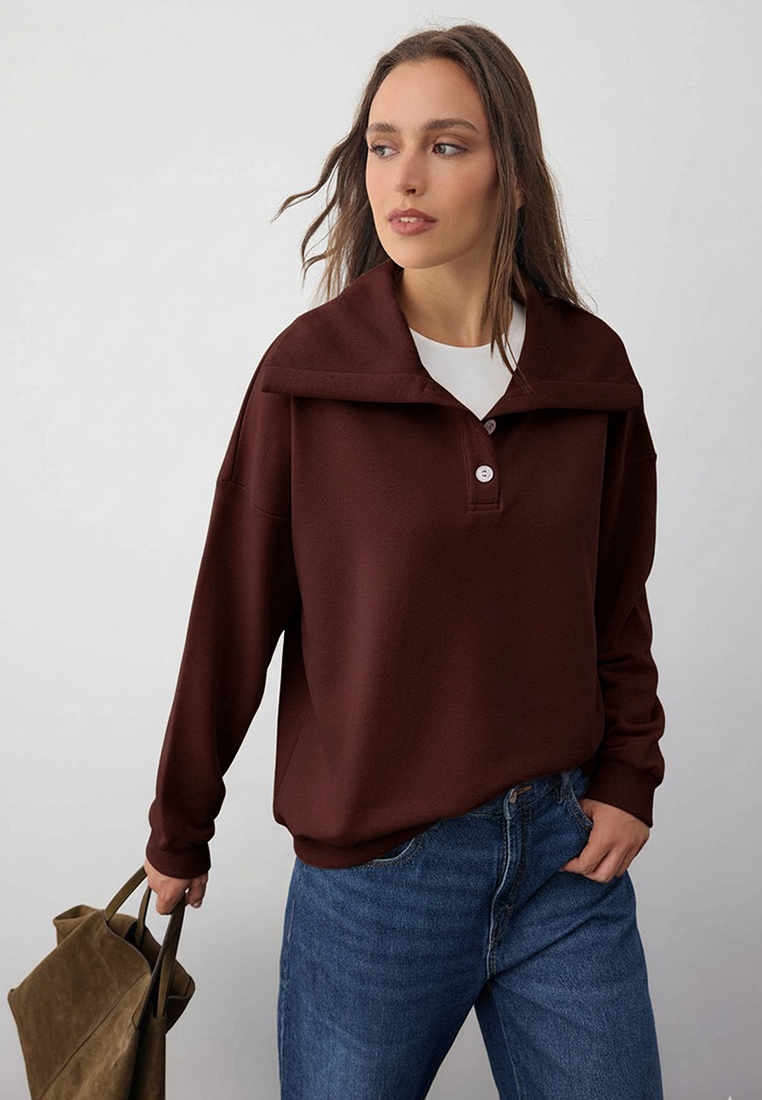 Trendyol Wardrobe Essentials – Brown Polo Neck Knit Sweatshirt | Twoaw26Sw00041