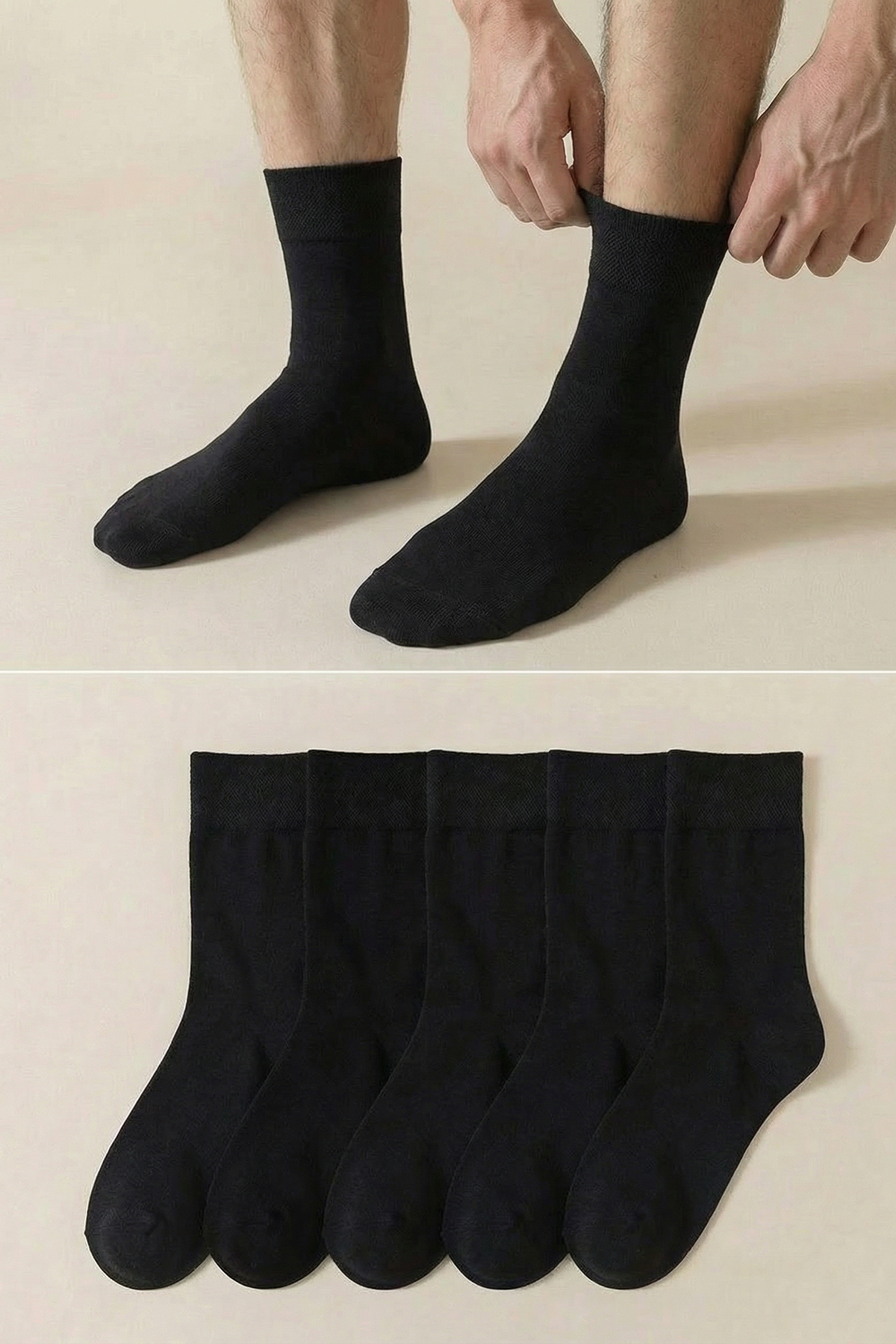 Trendyol Black 5 Pairs Bamboo Breathable Comfort Model Solid Color Long Socket 5-Piece Set Socks Tmn