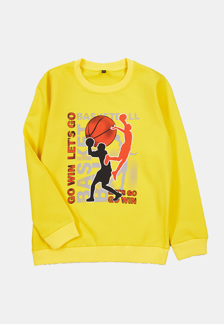 Trendyol Yellow Boy's Slogan Cotton Knitted Sweatshirt Tkdaw25Sw00026