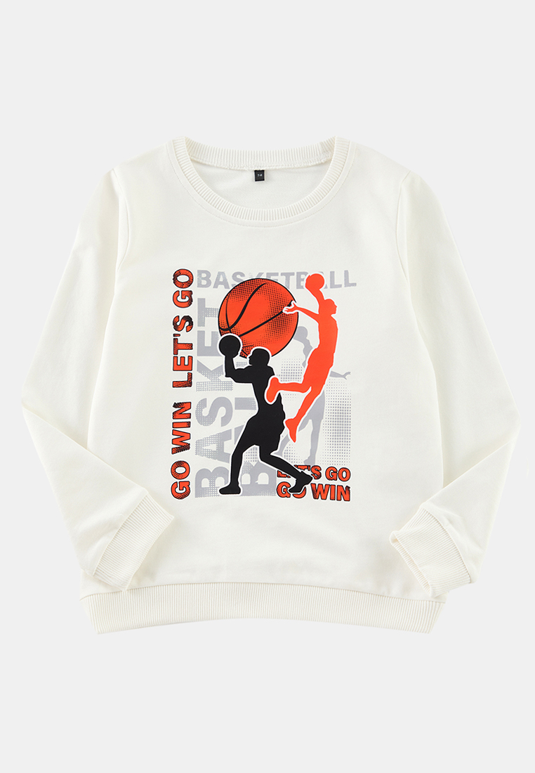 Trendyol Boy's Ecru Slogan Cotton Sweatshirt - Tkdaw25Sw00026