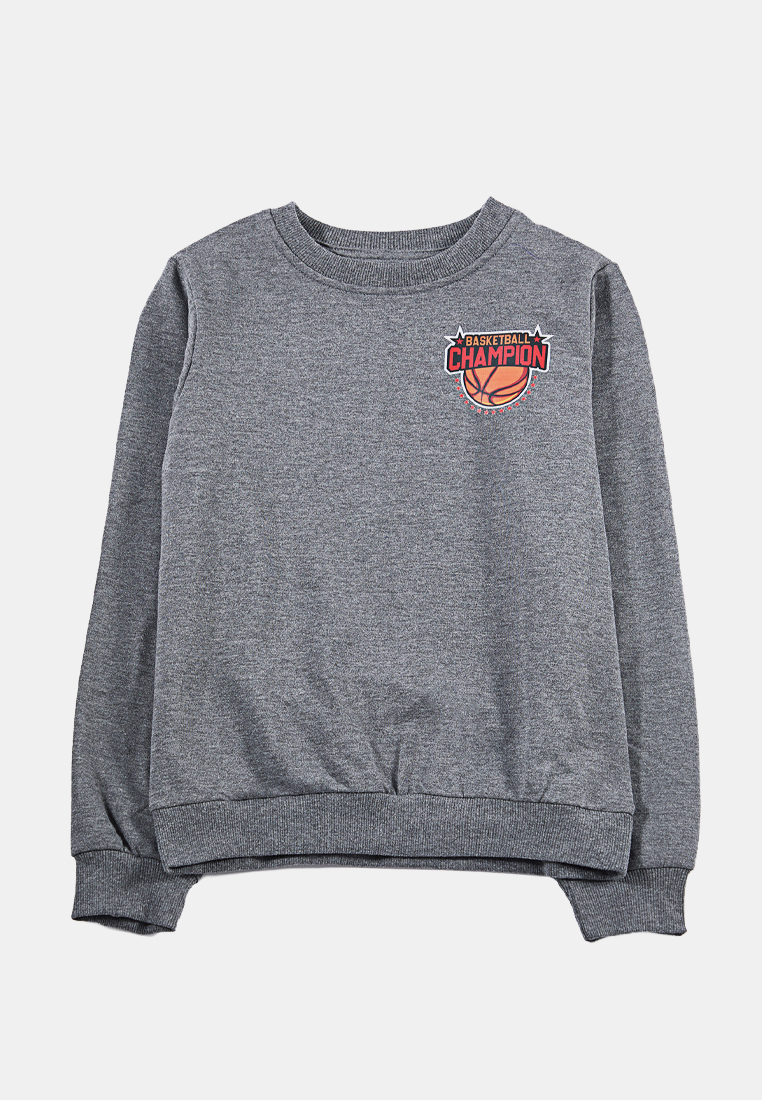 Trendyol Boy's Knitted Sweatshirt - Anthracite Printed Tkdaw25Sw00085