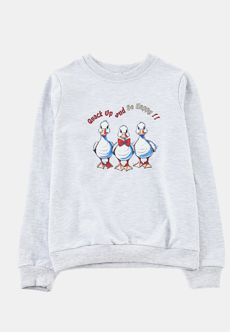 Trendyol Gray Melange Boy's Printed Knitted Sweatshirt Tkdaw25Sw00086