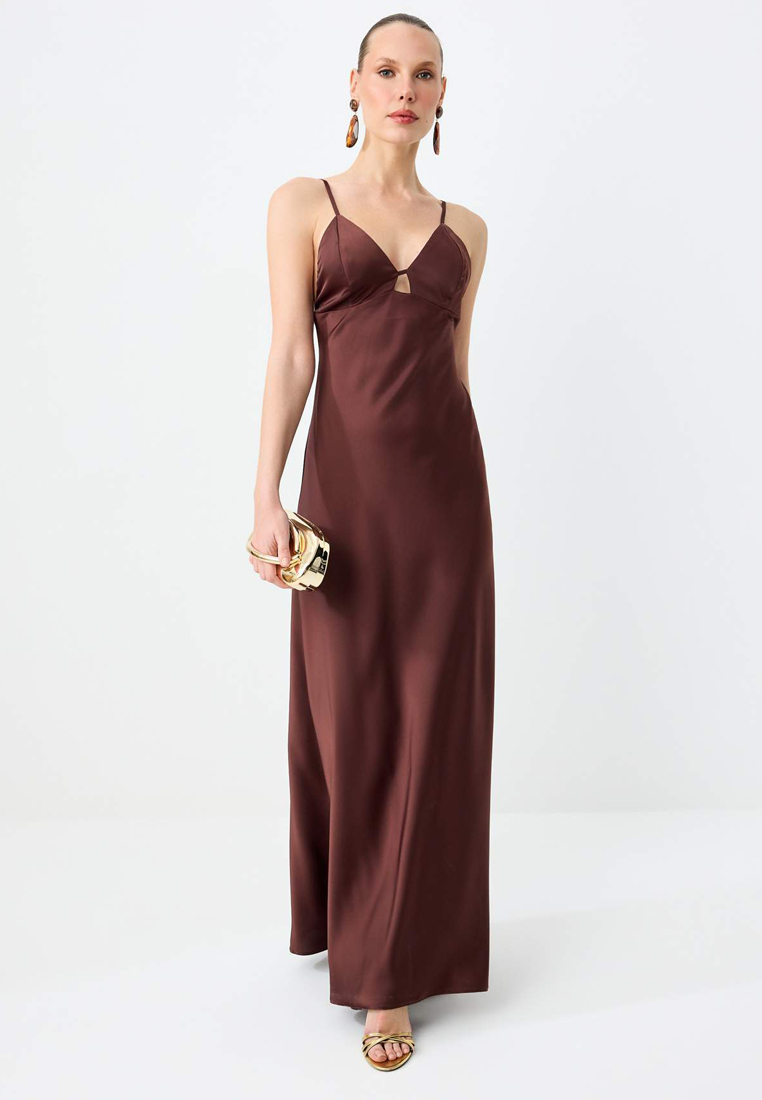 Trendyol Brown Woven Midi Evening Dress & Graduation Dress