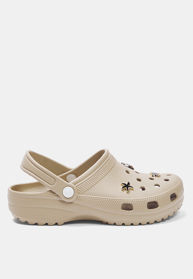 Trendyol Beige Gold Buckle Accessory Detailed Light Sole Women's Eva Closed Front Sandals Slippers T