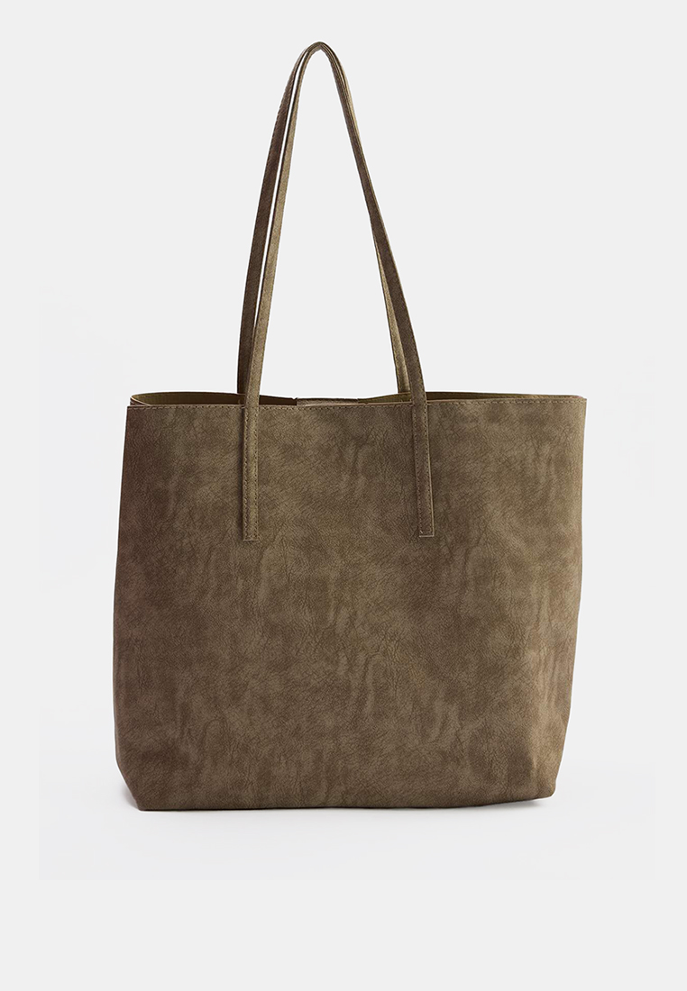 Trendyol Dark Beige Women's Maxi Size Shoulder Bag with Computer Bag/Pouch