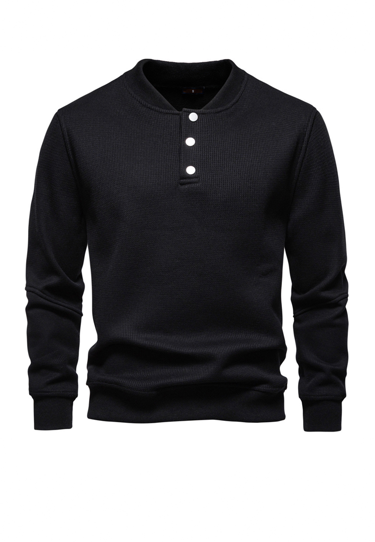 Twenty Eight Shoes T‌hick Waffle-Knit Baseball Sweatshirt AX-HD3030