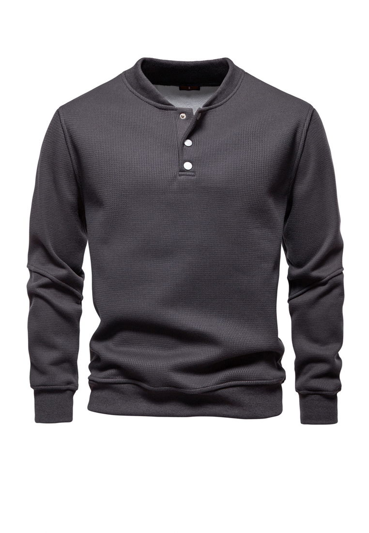 Twenty Eight Shoes T‌hick Waffle-Knit Baseball Sweatshirt AX-HD3030