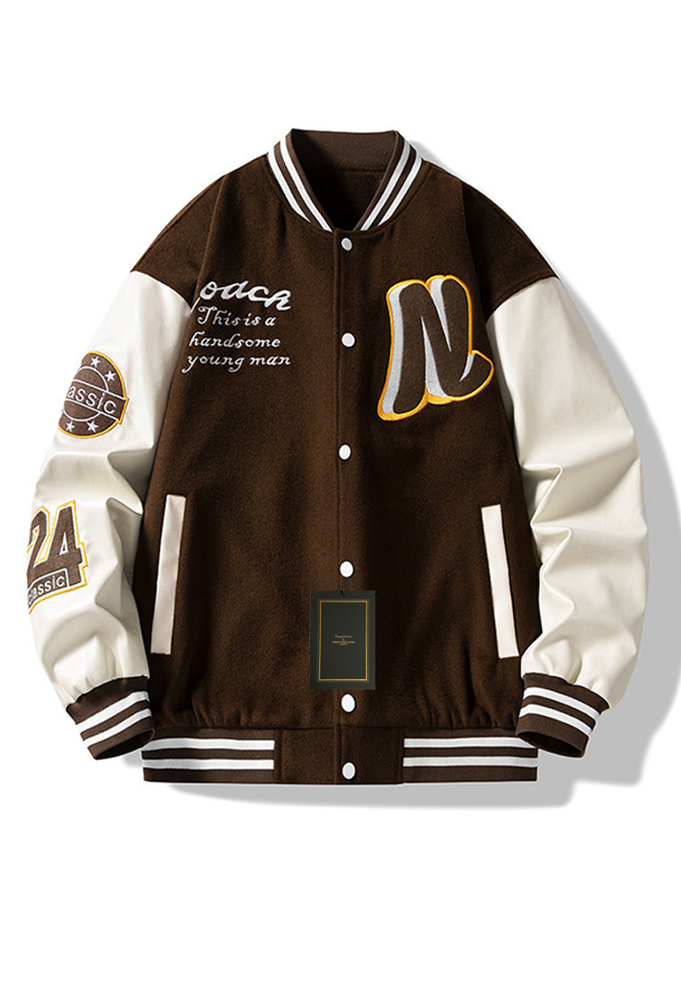 Twenty Eight Shoes Contrast Embroidery Baseball Jacket LK-MD22119