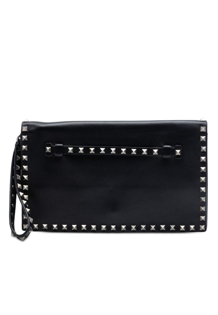 Valentino Pre-Loved Valentino Nappa Rockstud Wristlet Clutch