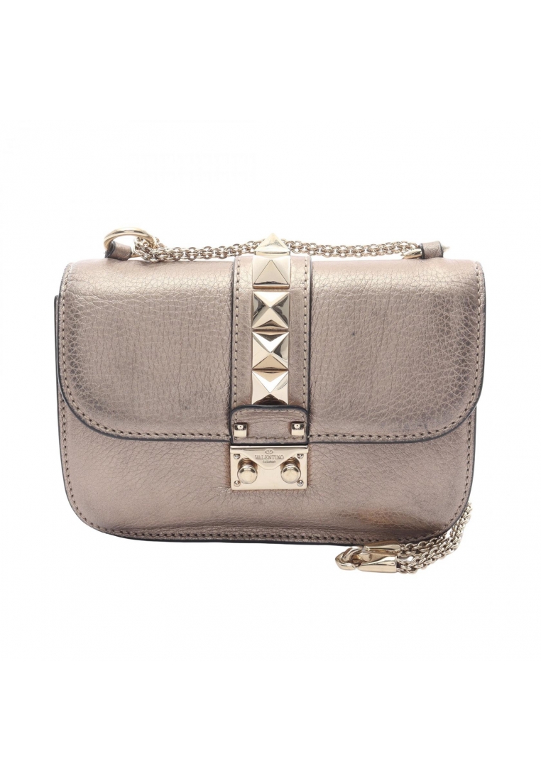 Valentino Pre-Loved Valentino Rockstud chain shoulder bag leather gold