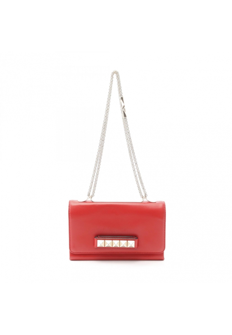 Valentino Pre-Loved Valentino chain shoulder bag leather Red Rockstud