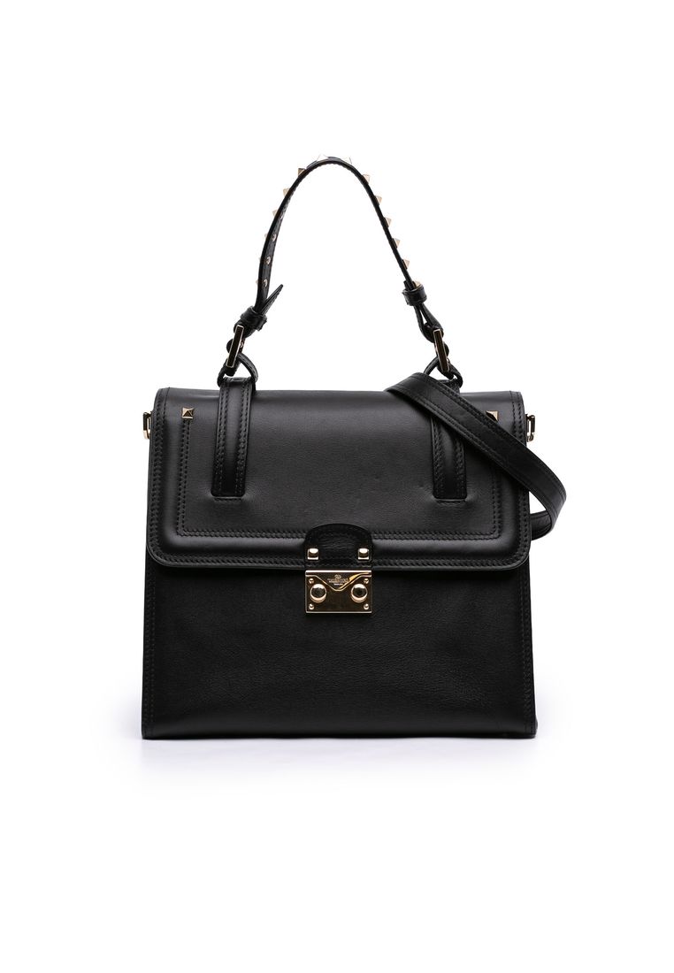 Valentino Pre-Loved Valentino Leather Rockstud Cabana Satchel