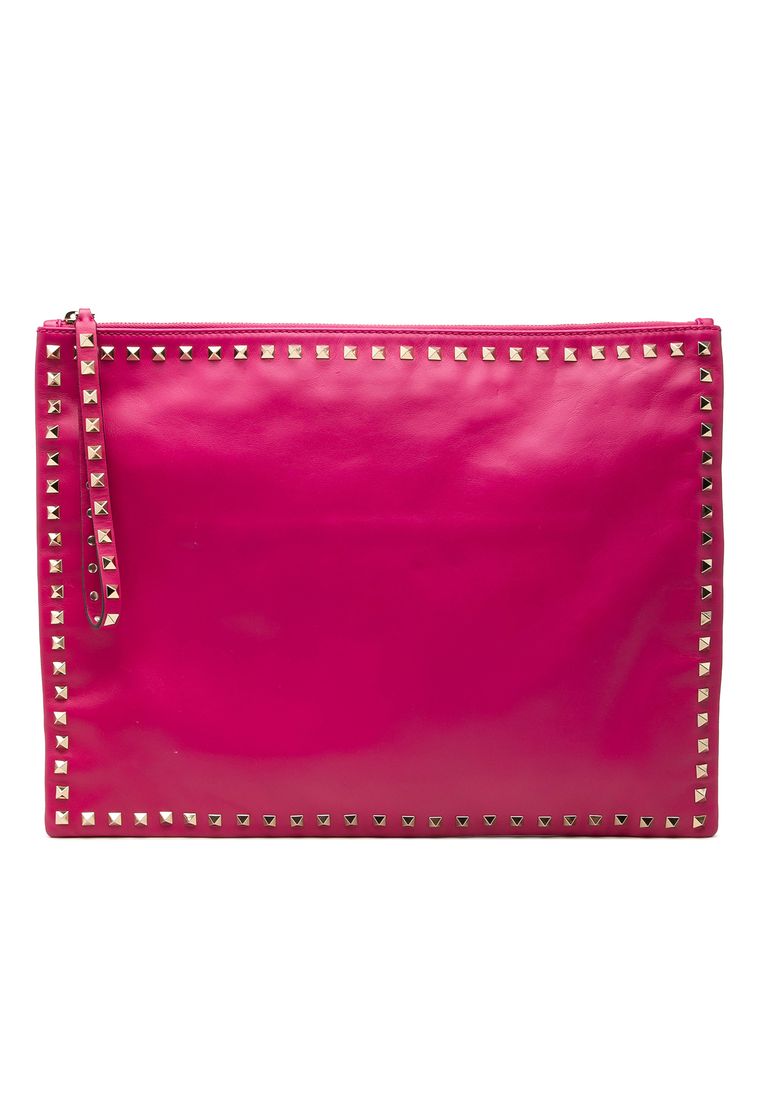 Valentino Pre-Loved Valentino Large Leather Rockstud Clutch