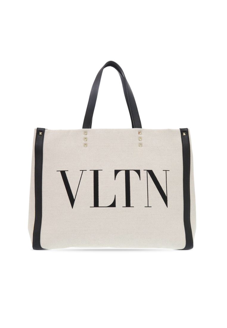 Valentino Pre-Loved Valentino Medium Canvas Rockstud Vltn Tote