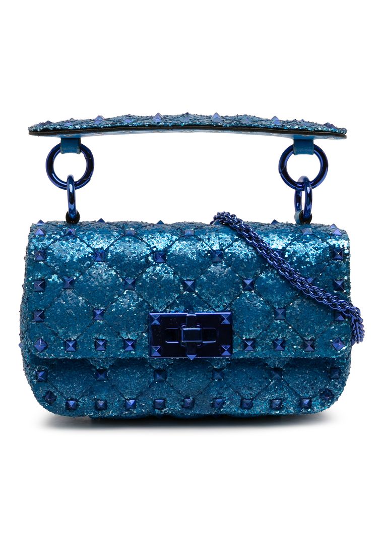 Valentino Pre-Loved Valentino Mini Glitter Rockstud Spike Satchel