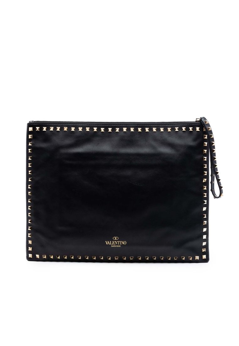 Valentino Pre-Loved Valentino Large Leather Rockstud Clutch