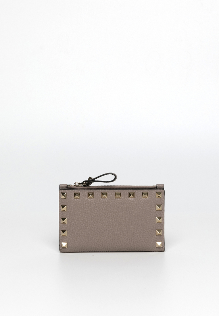 Valentino Rockstud Grainy Calfskin And Cardholder Card Holder/coin Purse