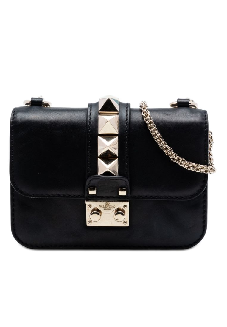 Valentino Pre-Loved Valentino Mini Leather Rockstud Glam Lock Crossbody