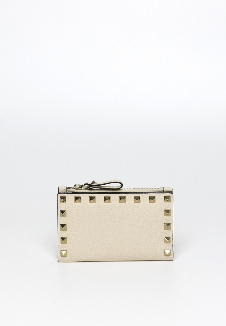 Valentino Rockstud Grainy Calfskin And Cardholder Card Holder/coin Purse