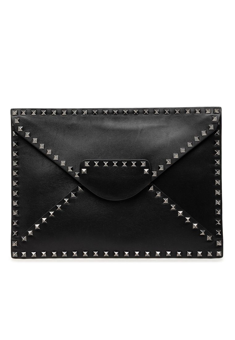 Valentino Pre-Loved Valentino Leather Rockstud Untitled Envelope Clutch