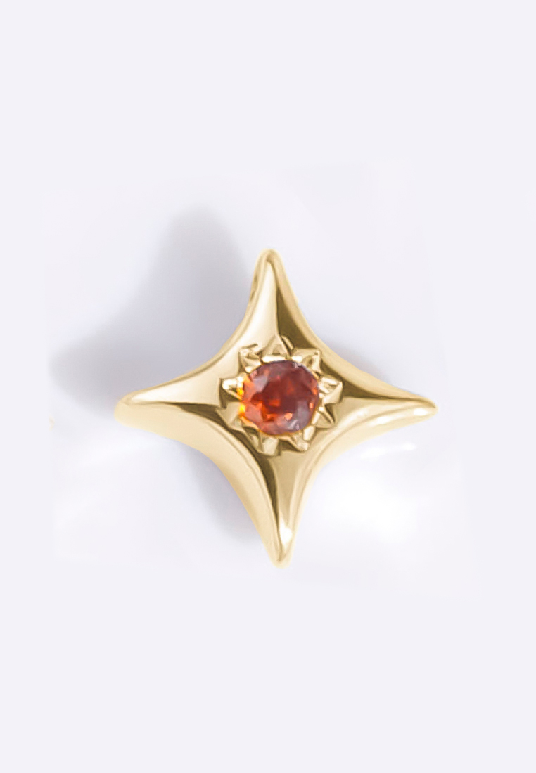 Wanderlust + Co Petite Birthstone Star Bubble Gold Charm - July - Ruby