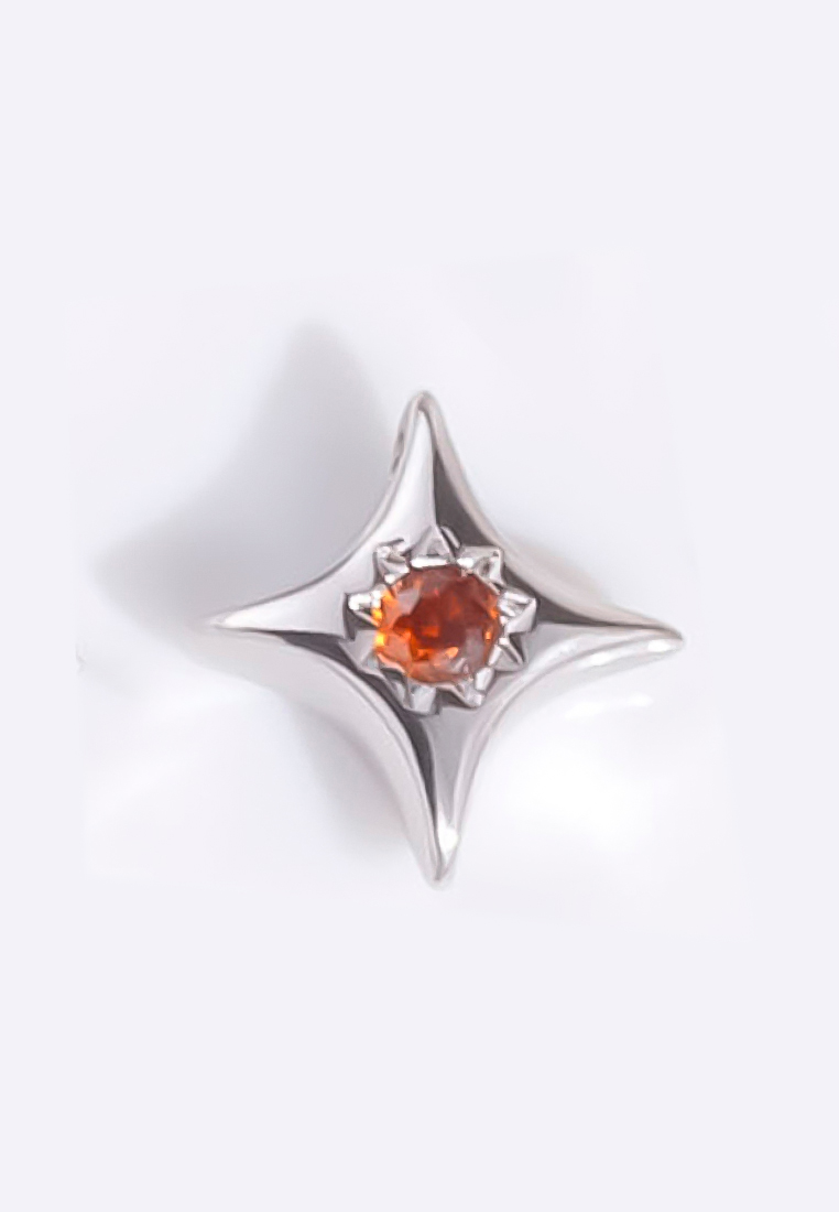 Wanderlust + Co Petite Birthstone Star Bubble Silver Charm - July - Ruby