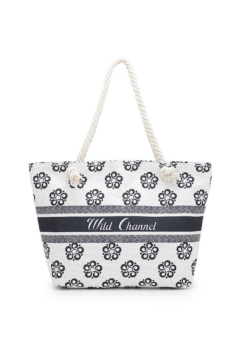 Wild Channel Women's Canvas Tote Bag / Shoulder Bag - White